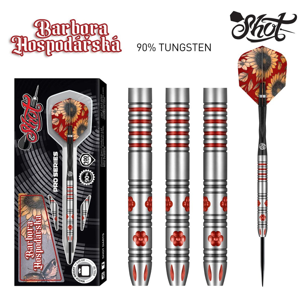 Shot Pro Series - Barbora Hospodářská Steel Tip Dart Set-90% Tungsten Barrels