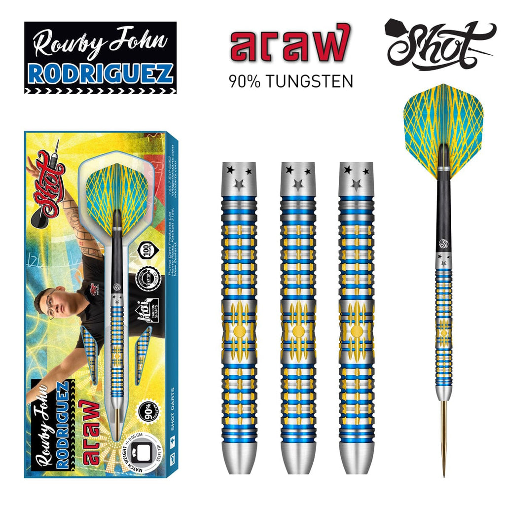 Rowby-John Rodriguez Araw Steel Tip Dart Set-90% Tungsten Barrels