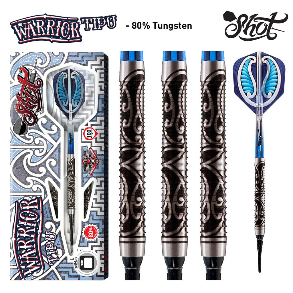 Warrior Tipu Soft Tip Dart Set-80% Tungsten - shot-darts