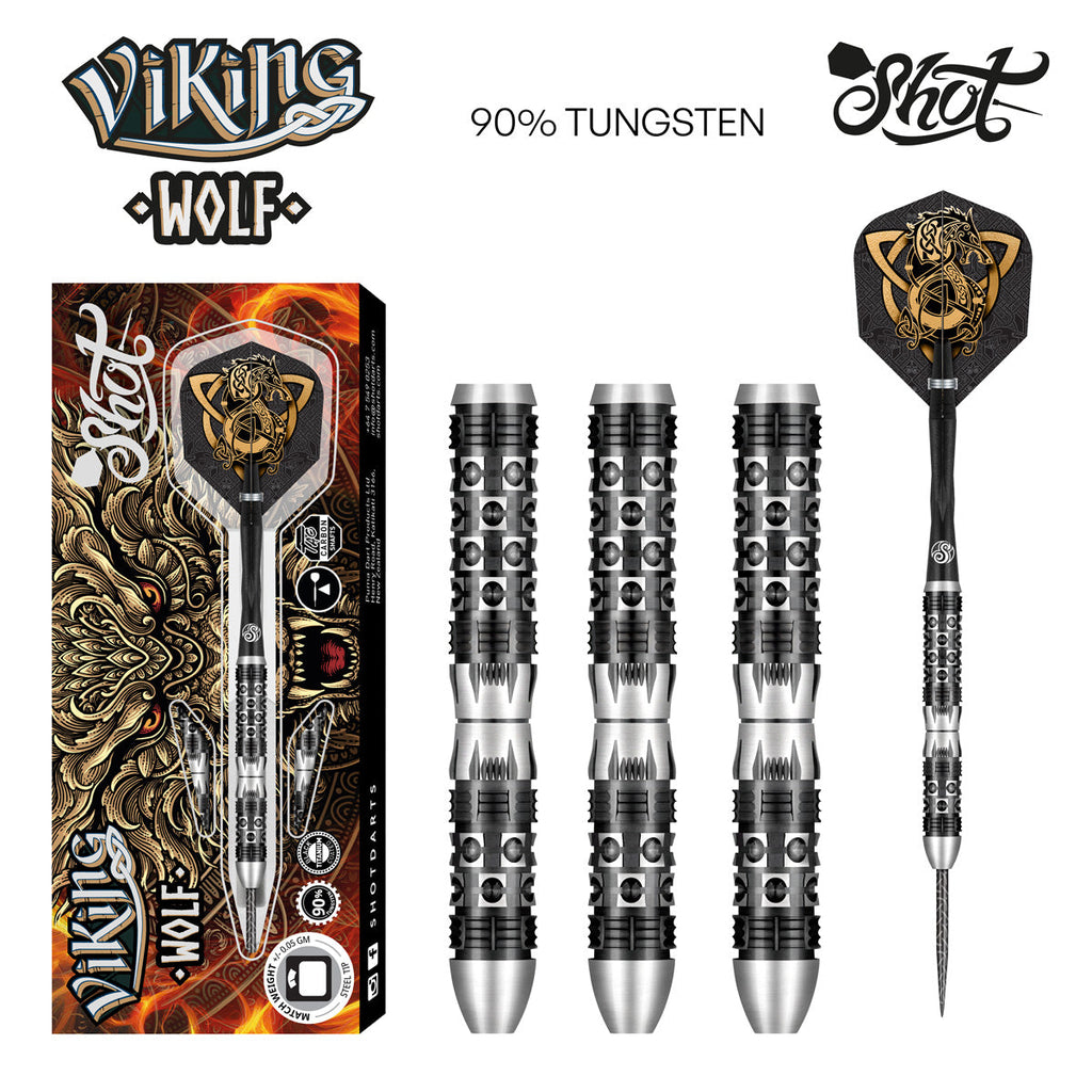 Viking Wolf Steel Tip Dart Set-90% Tungsten Barrels