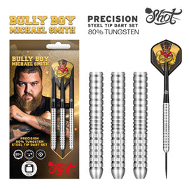 Shot Michael Smith Bully Boy Precision Steel Tip Dart Set-80% Tungsten