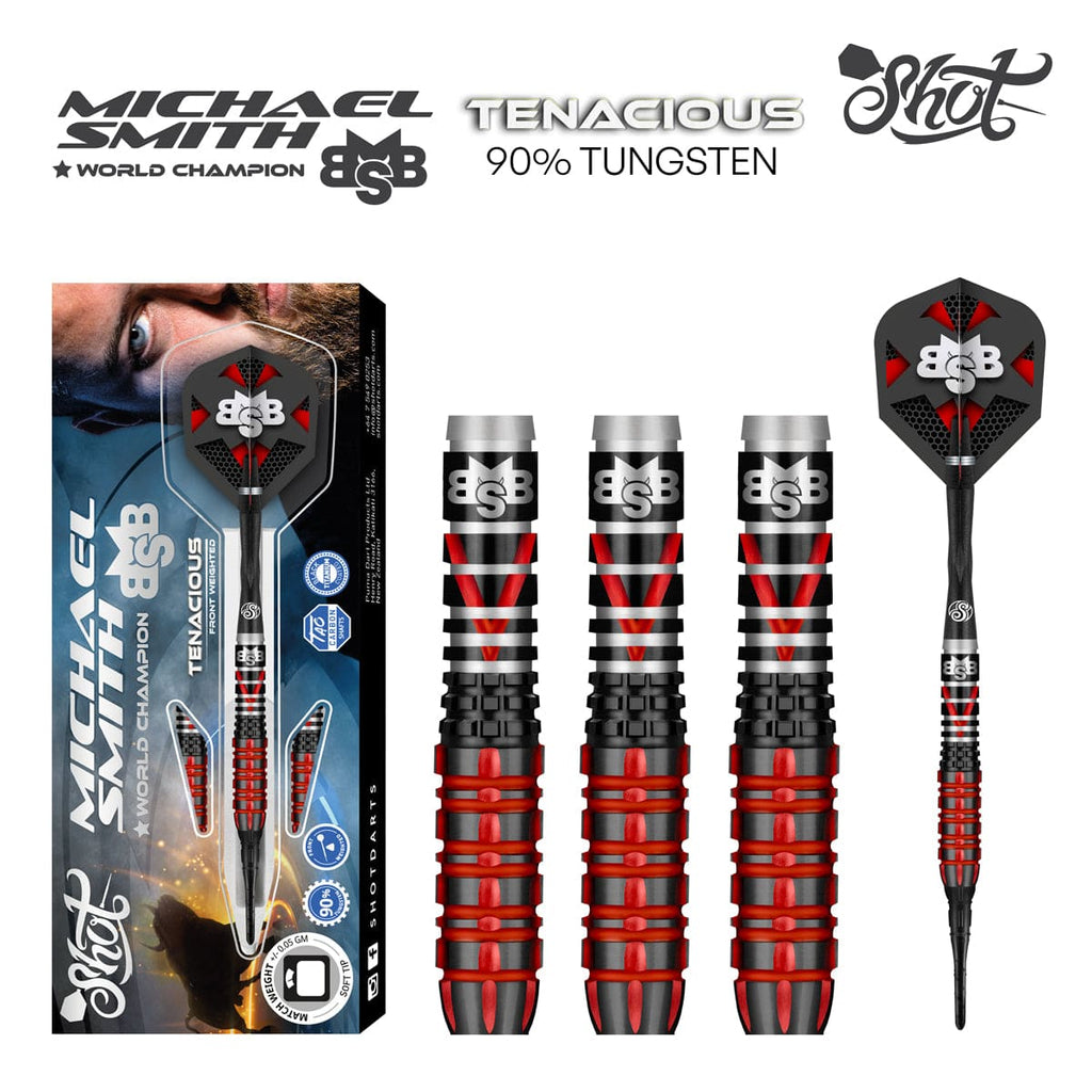 Michael Smith Tenacious Soft Tip Dart Set-90% Tungsten Barrels